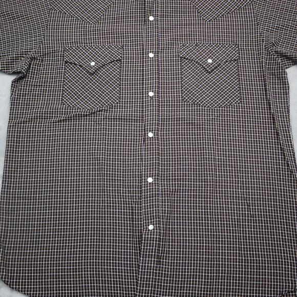 Plains Western Shirt Mens M Blue Plaid Pearl Snap Wear Button Up Cowboy - Picture 8 of 13